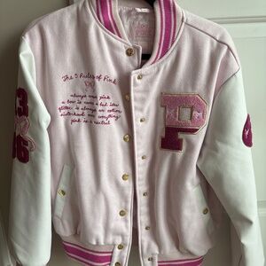 NWOT Loveshack Fancy x PINK Varsity Jacket